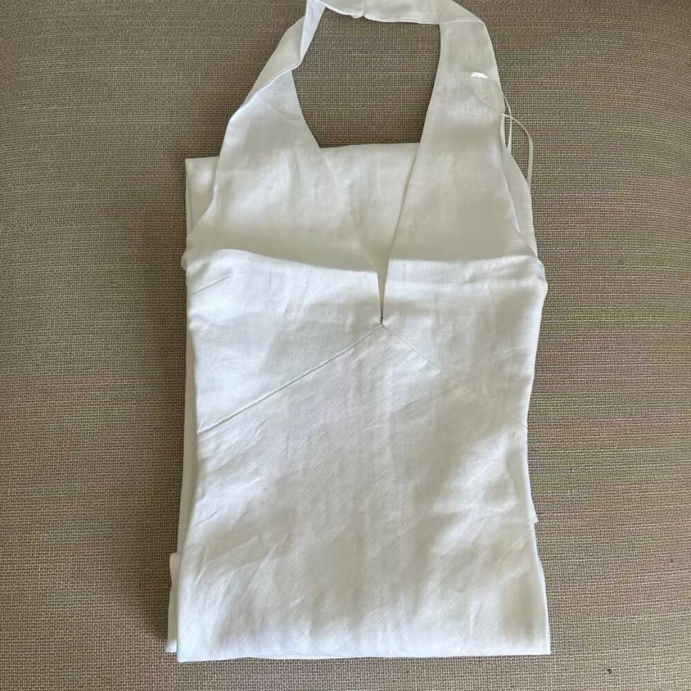 BEST Reformation Delilah Linen Maxi Dress Sz0/2 White Vacation Halter Wedding - Picture 5 of 15